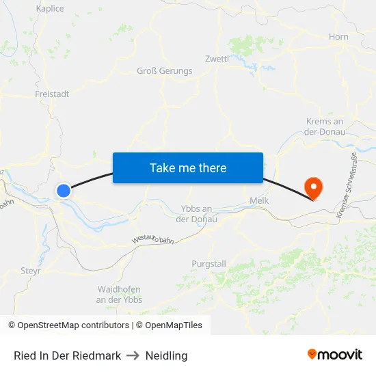 Ried In Der Riedmark to Neidling map