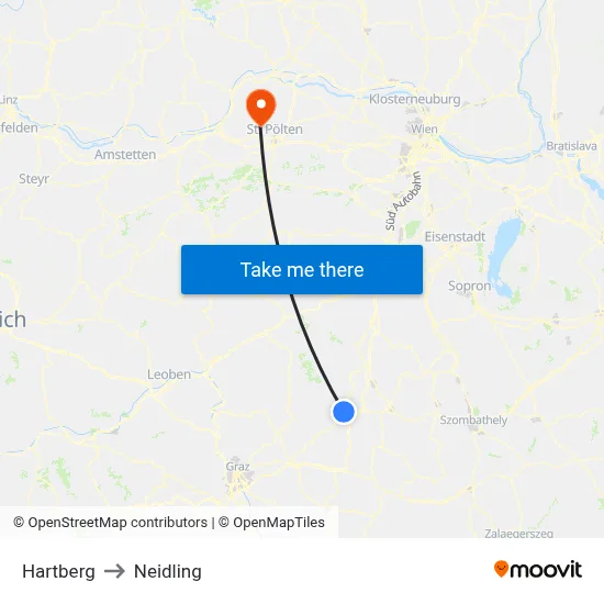 Hartberg to Neidling map