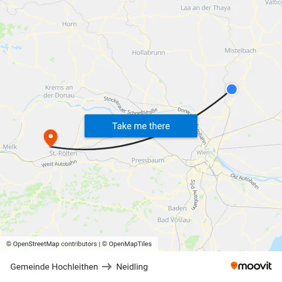 Gemeinde Hochleithen to Neidling map