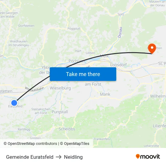 Gemeinde Euratsfeld to Neidling map