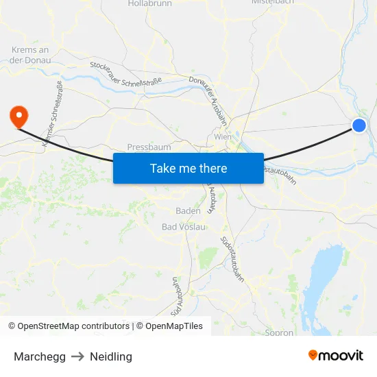Marchegg to Neidling map