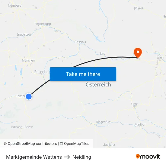 Marktgemeinde Wattens to Neidling map