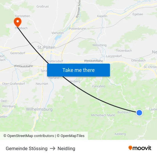 Gemeinde Stössing to Neidling map