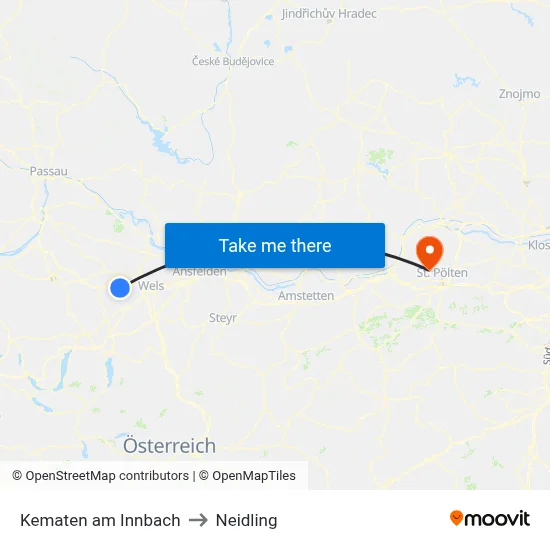 Kematen am Innbach to Neidling map