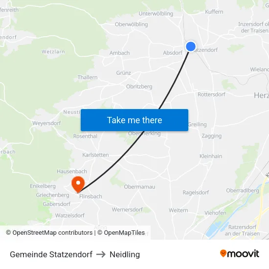 Gemeinde Statzendorf to Neidling map