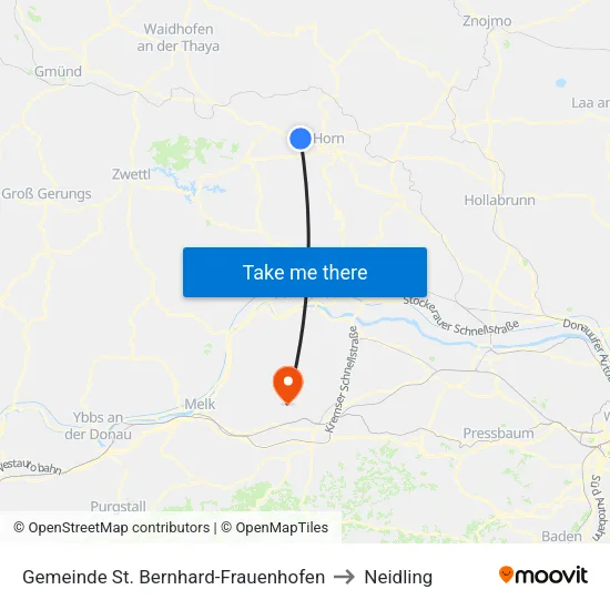 Gemeinde St. Bernhard-Frauenhofen to Neidling map