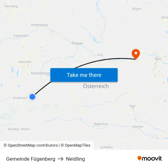 Gemeinde Fügenberg to Neidling map