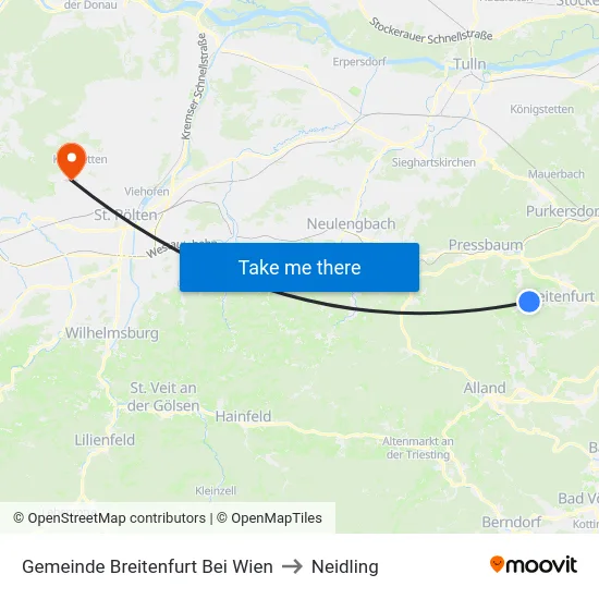 Gemeinde Breitenfurt Bei Wien to Neidling map