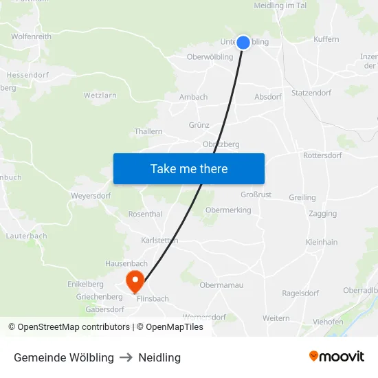 Gemeinde Wölbling to Neidling map