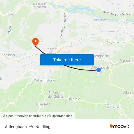 Altlengbach to Neidling map