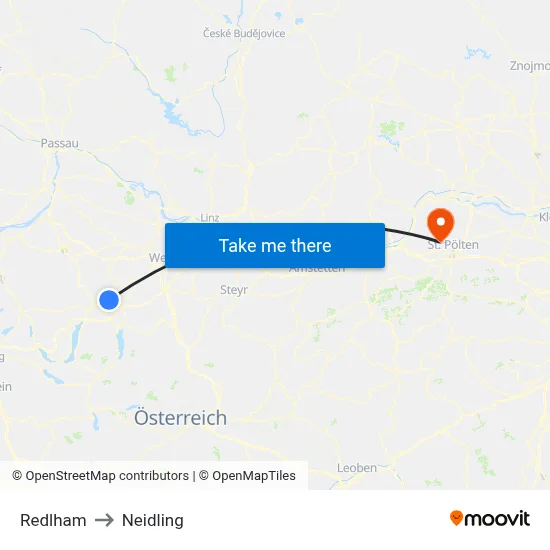 Redlham to Neidling map