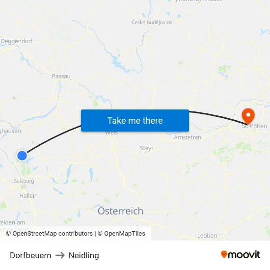 Dorfbeuern to Neidling map
