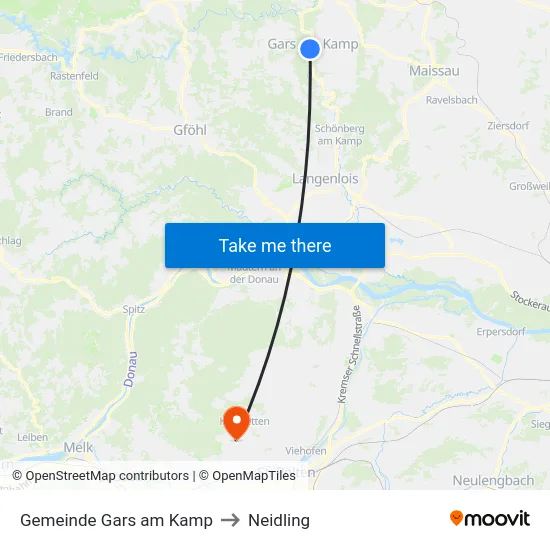 Gemeinde Gars am Kamp to Neidling map