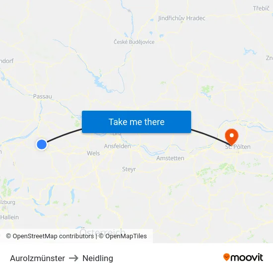 Aurolzmünster to Neidling map