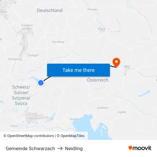 Gemeinde Schwarzach to Neidling map