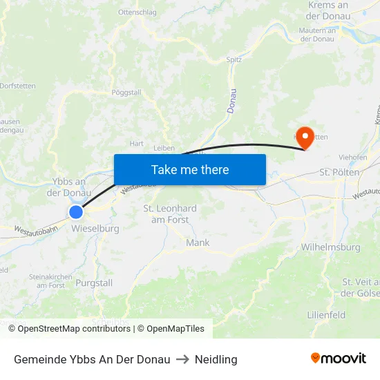 Gemeinde Ybbs An Der Donau to Neidling map