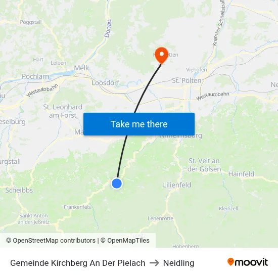 Gemeinde Kirchberg An Der Pielach to Neidling map