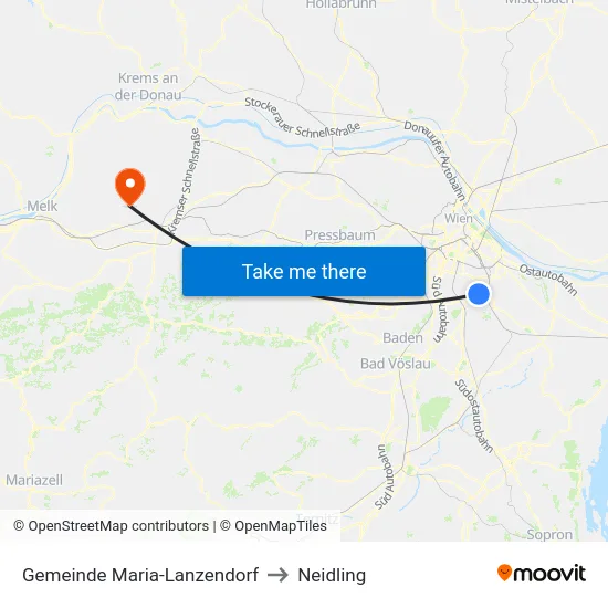 Gemeinde Maria-Lanzendorf to Neidling map