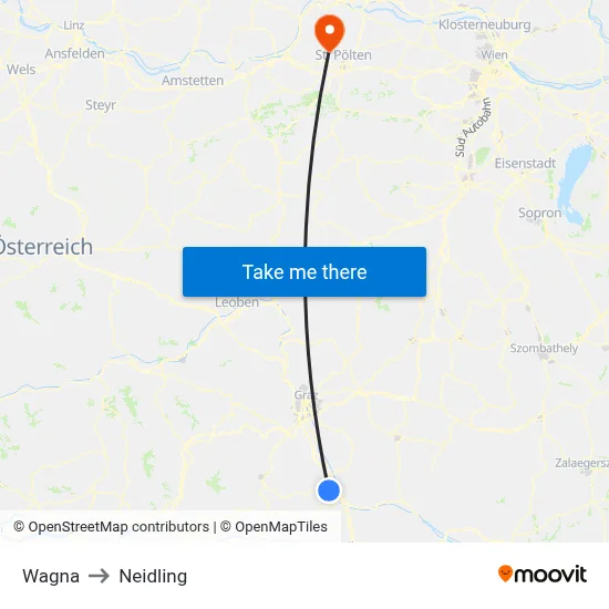 Wagna to Neidling map