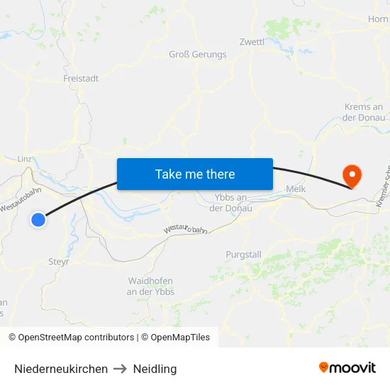 Niederneukirchen to Neidling map