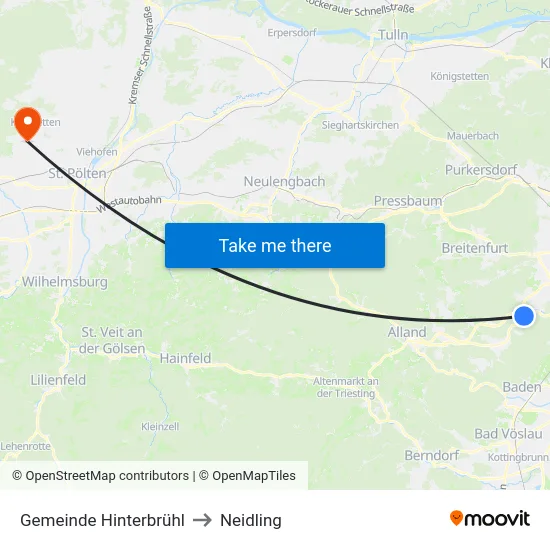 Gemeinde Hinterbrühl to Neidling map