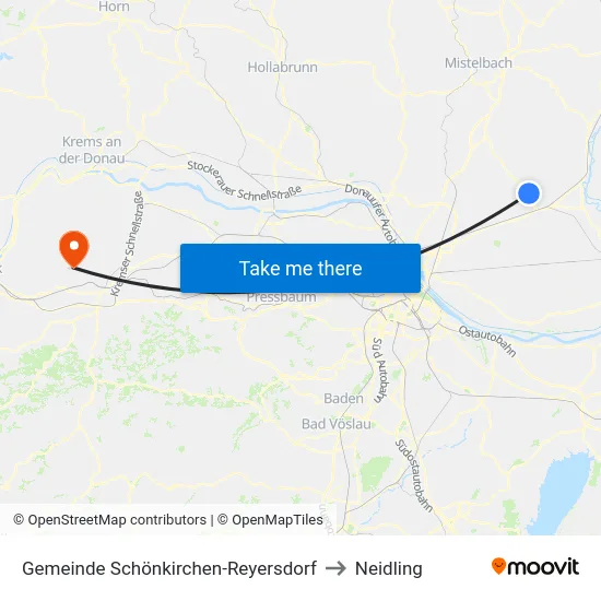 Gemeinde Schönkirchen-Reyersdorf to Neidling map