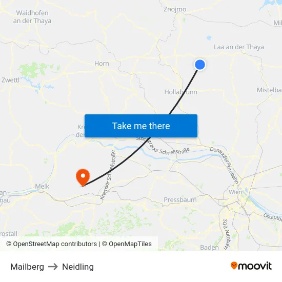 Mailberg to Neidling map