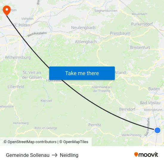 Gemeinde Sollenau to Neidling map