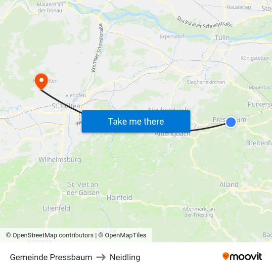 Gemeinde Pressbaum to Neidling map
