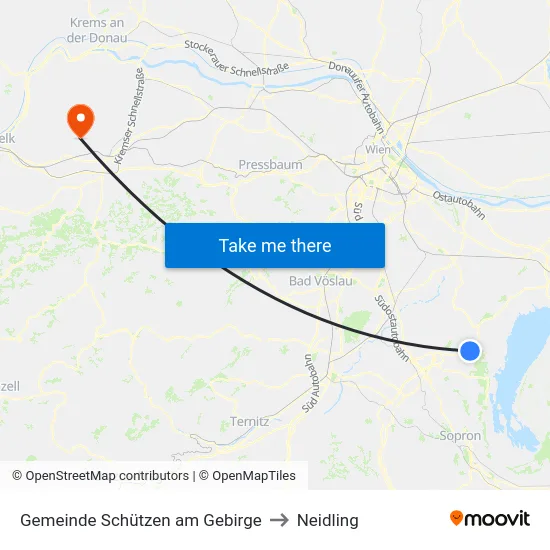 Gemeinde Schützen am Gebirge to Neidling map