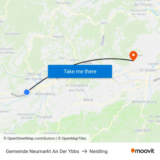 Gemeinde Neumarkt An Der Ybbs to Neidling map