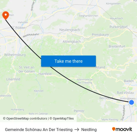 Gemeinde Schönau An Der Triesting to Neidling map