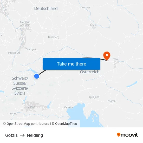 Götzis to Neidling map