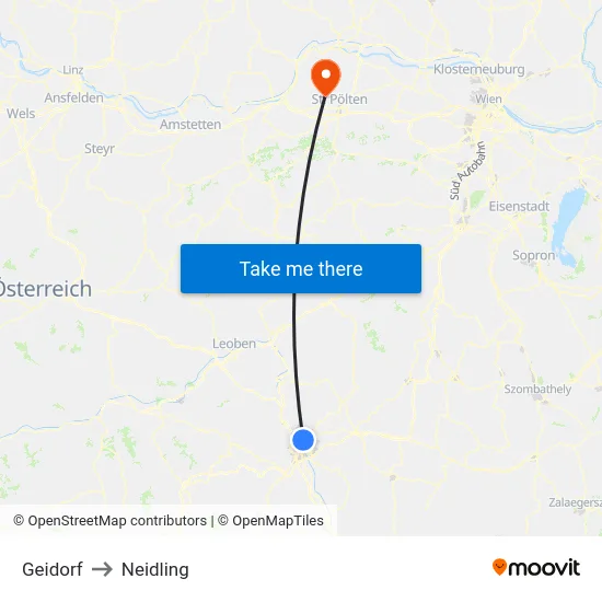 Geidorf to Neidling map