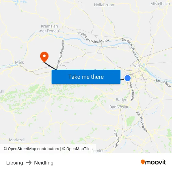 Liesing to Neidling map