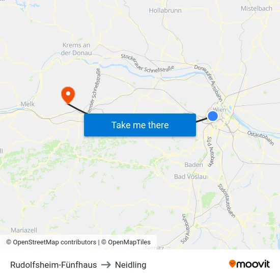 Rudolfsheim-Fünfhaus to Neidling map