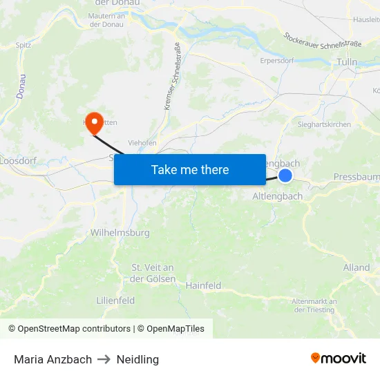 Maria Anzbach to Neidling map