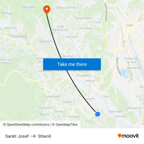 Sankt Josef to Stiwoll map