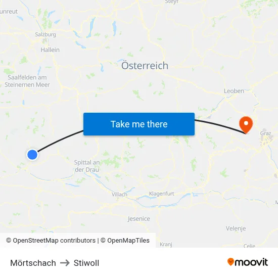Mörtschach to Stiwoll map