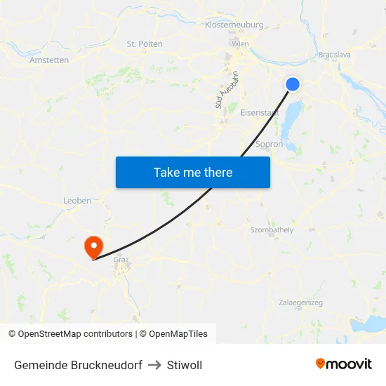 Gemeinde Bruckneudorf to Stiwoll map