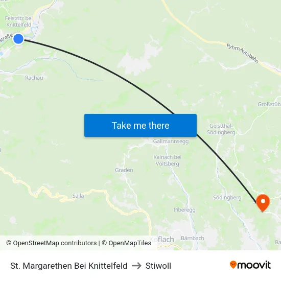 St. Margarethen Bei Knittelfeld to Stiwoll map