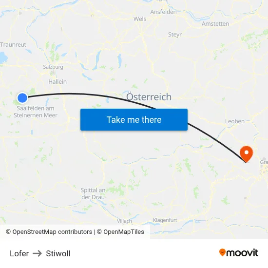 Lofer to Stiwoll map