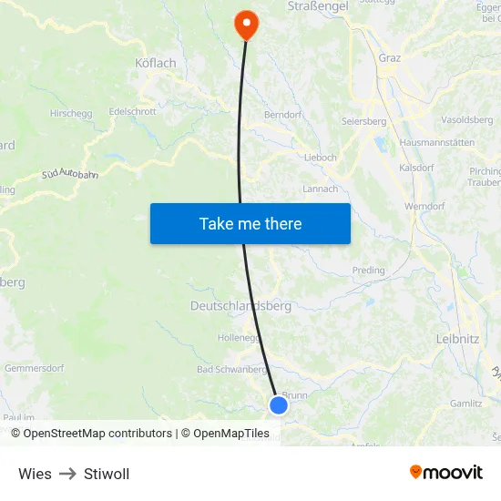 Wies to Stiwoll map