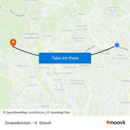 Sinabelkirchen to Stiwoll map