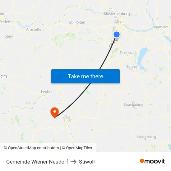 Gemeinde Wiener Neudorf to Stiwoll map