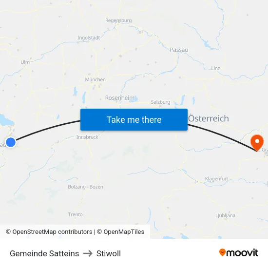 Gemeinde Satteins to Stiwoll map