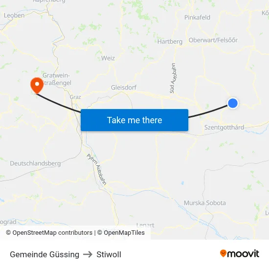 Gemeinde Güssing to Stiwoll map