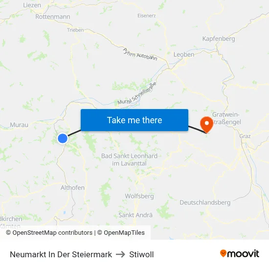 Neumarkt In Der Steiermark to Stiwoll map