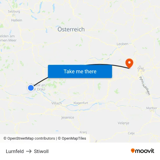 Lurnfeld to Stiwoll map