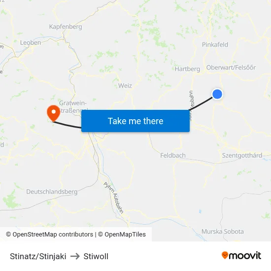 Stinatz/Stinjaki to Stiwoll map